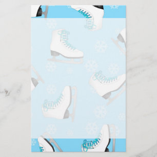 Abbildung Skaten: Ice Skate Blau mit Schneeflocken Briefpapier