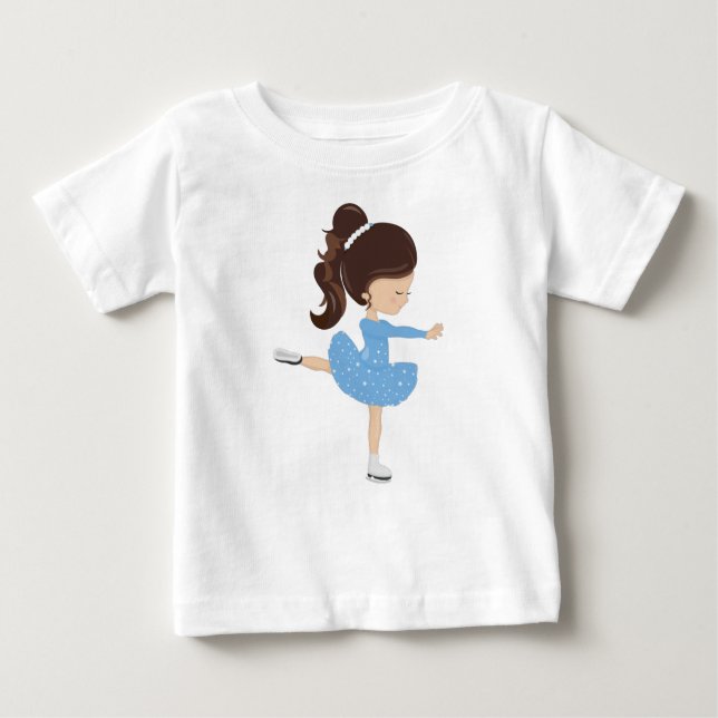 Abbildung Skaten, Ice-Skaten-Girl, braune Haare Baby T-shirt (Vorderseite)