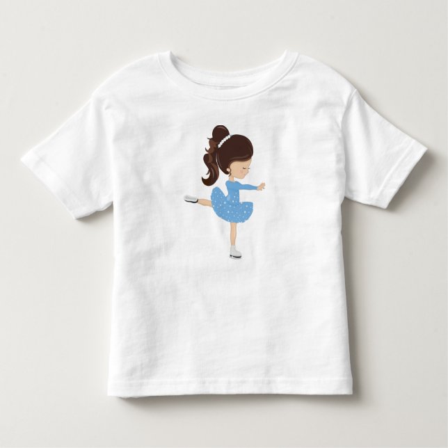 Abbildung Skaten, Ice-Skaten-Girl, braune Haare Kleinkind T-shirt (Vorderseite)