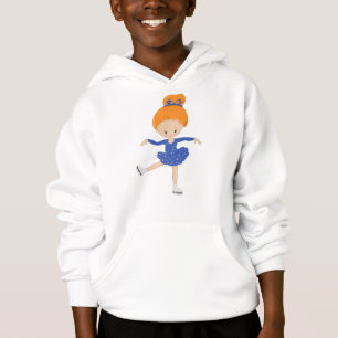 Abbildung Skaten, Ice-Skaten-Girl, Orangefarben Hoodie