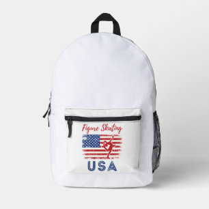 Abbildung Skaten USA American Flag Ice Skater Bedruckter Rucksack