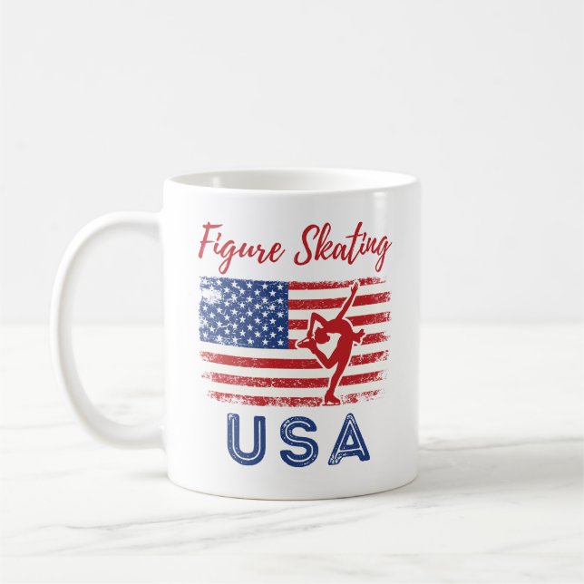 Abbildung Skaten USA American Flag Ice Skater Kaffeetasse (Links)
