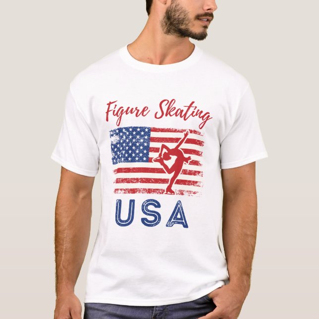 Abbildung Skaten USA American Flag Ice Skater T-Shirt (Vorderseite)