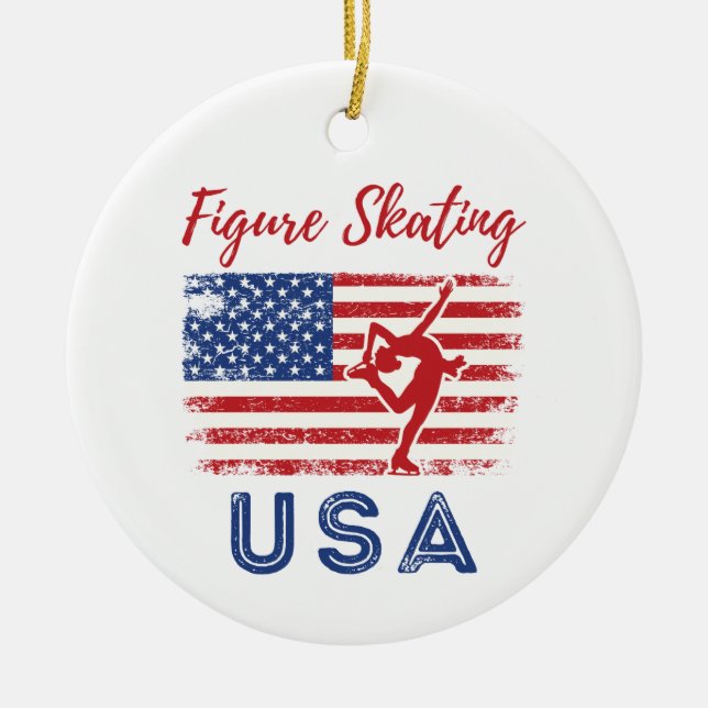 Abbildung Skaten USA American Flag Team Keramik Ornament (Vorne)