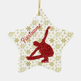 Abbildung Skater - Gold und Rot Keramik Ornament