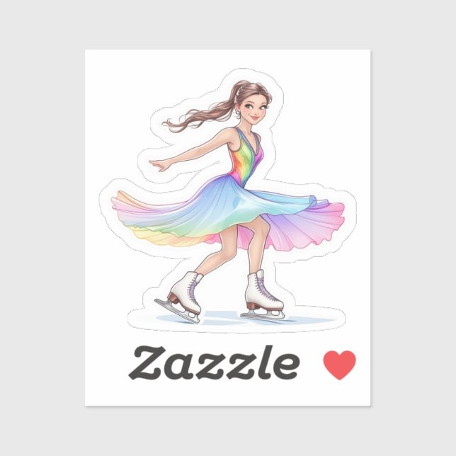 Abbildung Skater Sticker Farbenfrohe Regenbogenges (Blatt)