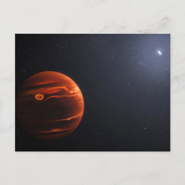 Abbildung von Exoplanet VHS 1256 B und seinen Ster Postkarte (Vorderseite)