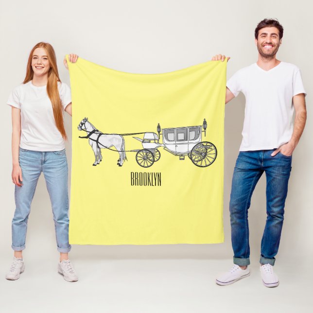 Abbildung zum Hochzeitspferd & Kutsche Cartoon Fleecedecke (Beispiel)