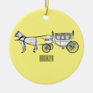 Abbildung zum Hochzeitspferd & Kutsche Cartoon Keramik Ornament