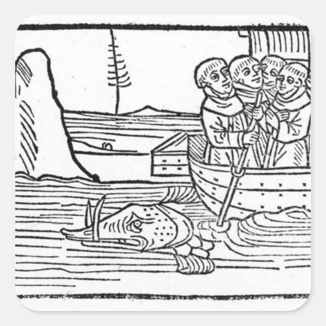 Abbildungen von "Die Reise von St. Brendan" Quadratischer Aufkleber (Vorderseite)