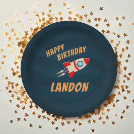 Abblasen | Personalisiert Space Birthday Party Pappteller