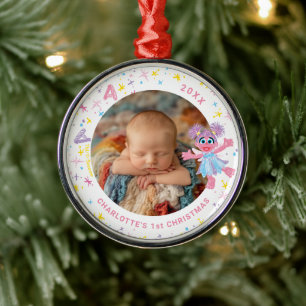 Abby Cadabby Baby's 1. Weihnachten Foto Metall Orn Ornament Aus Metall