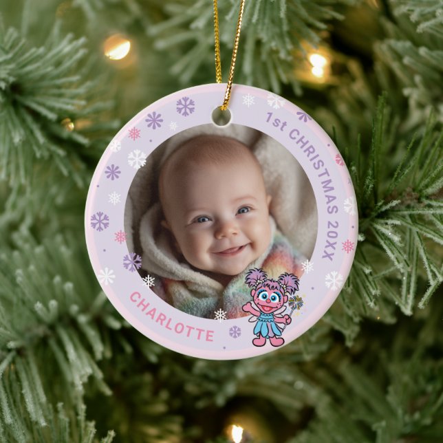Abby Cadabby Baby's 1st Christmas Photo Ceramic Or Keramik Ornament (Baum)