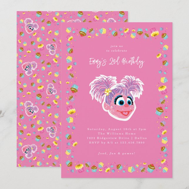 Abby Cadabby Cupcakes & Confetti Birthday  Einladung (Vorne/Hinten)