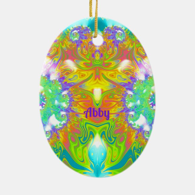 ABBY ~ EASTER EGG ~ FRAKTAL Multicologe Hübsch Keramik Ornament (Hinten)