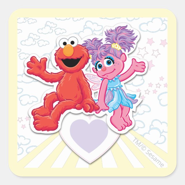Abby & Elmo Grafik Quadratischer Aufkleber (Vorderseite)