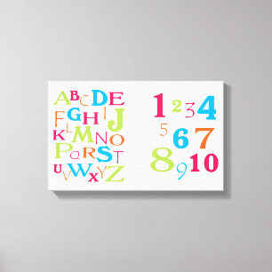 ABC 123 Alphabet Nummer Rosa Orange Limon Türkis Leinwanddruck