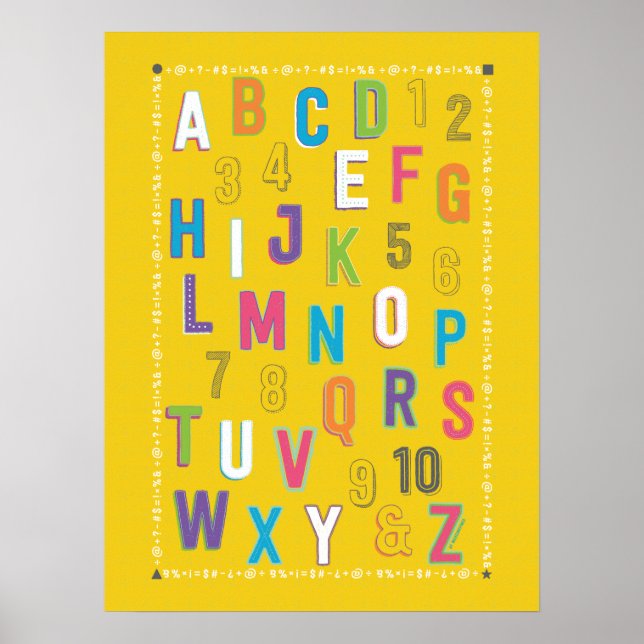ABC 123 Klasse Bildungsdekoration - Gelb Poster (Vorne)
