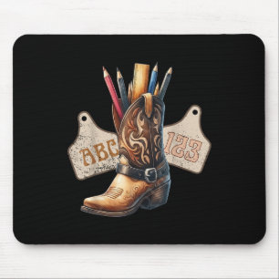 Abc 123 Western Lehrer Leben Cowboy Cowgirl Lehren Mousepad