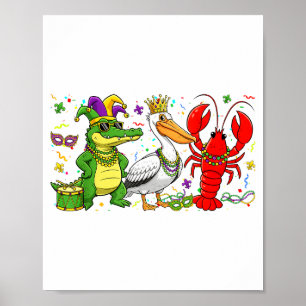 Abc Alligator Pelikan Flusskrebs Louisiana Lustig Poster