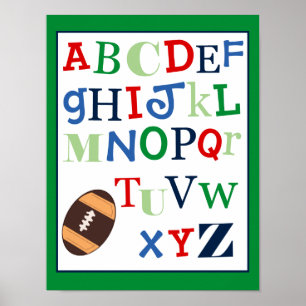 ABC Alphabet Art Print Football Sports Theme Poster