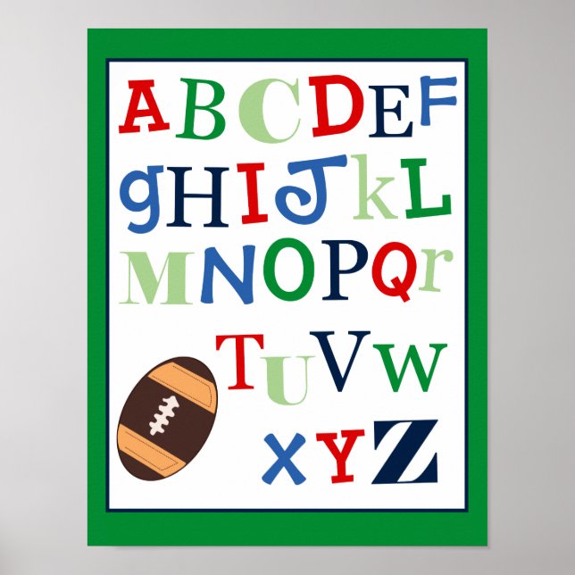 ABC Alphabet Art Print Football Sports Theme Poster (Vorne)