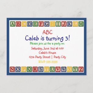 ABC Alphabet Blocks 1st Baby Birthday Einladung
