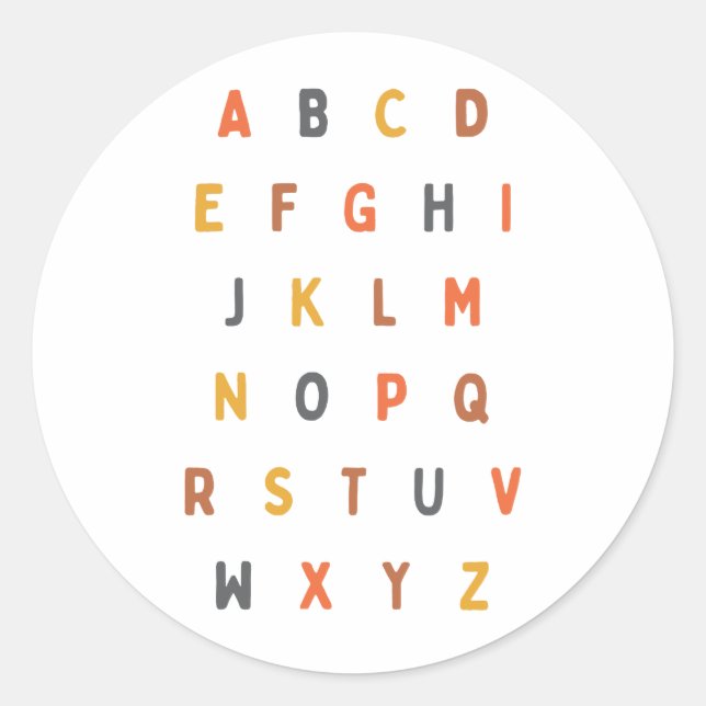 abc Alphabet Buchstaben A-Z Stickers Labels (Vorderseite)