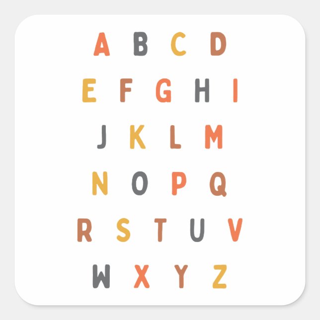 abc Alphabet Buchstaben A-Z Stickers Labels (Vorderseite)