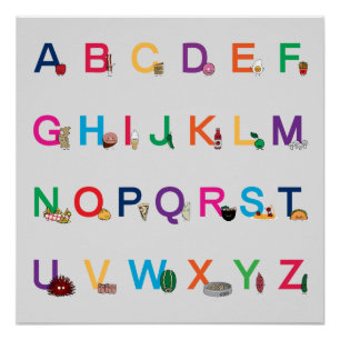 ABC-Alphabet, das Buchstaben glücklichen Poster