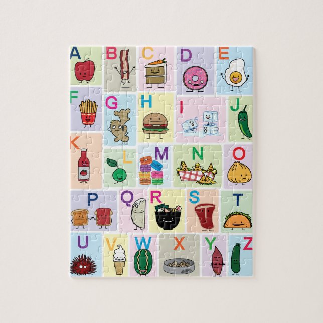 ABC-Alphabet, das glückliche Nahrungsmittel der Puzzle (Vertikal)