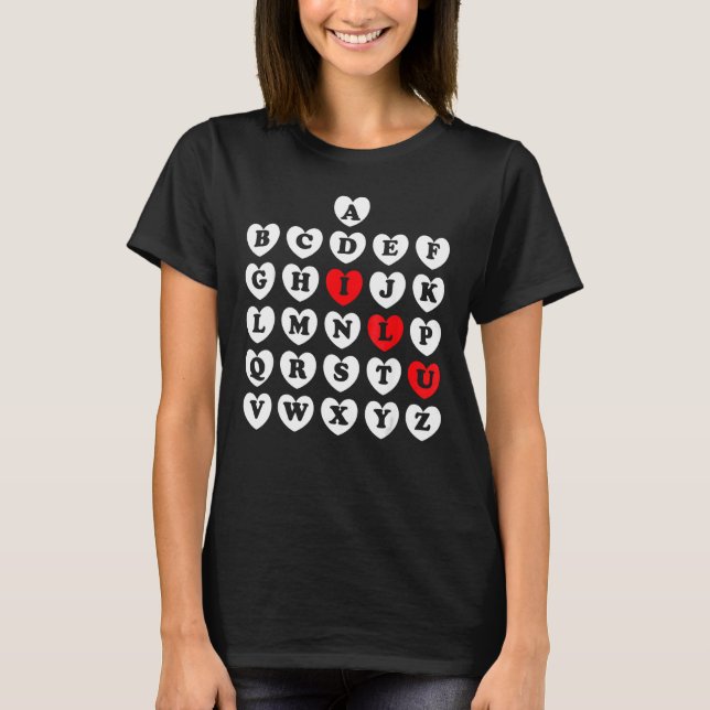 Abc Alphabet Englischlehrerin Valentine S Day Abc  T-Shirt (Vorderseite)