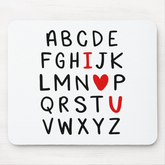 Abc Alphabet I Liebe You English Teacher Valentine Mousepad (Vorne)
