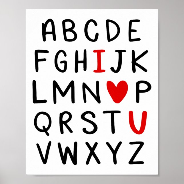 Abc Alphabet I Liebe You English Teacher Valentine Poster (Vorne)