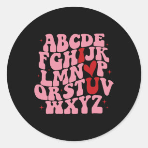 Abc Alphabet I Liebe You English Teacher Valentine Runder Aufkleber