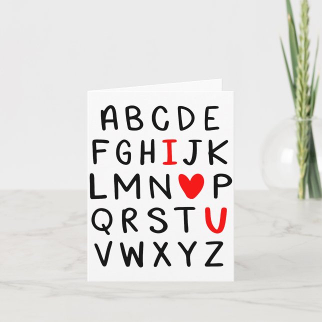 Abc Alphabet I Love You Englieacher Valentines  Karte (Vorderseite)