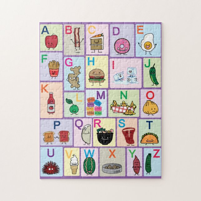 ABC Alphabet lernen Briefe glückliche Lebensmittel Puzzle (Vertikal)