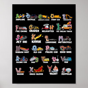 ABC Alphabet Lernen Verkehr Tier Ck Nach Poster