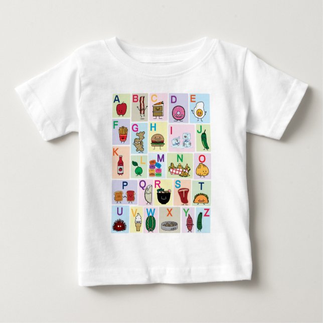ABC Alphabet lernt Briefe mit glücklichen Lebensmi Baby T-shirt (Vorderseite)