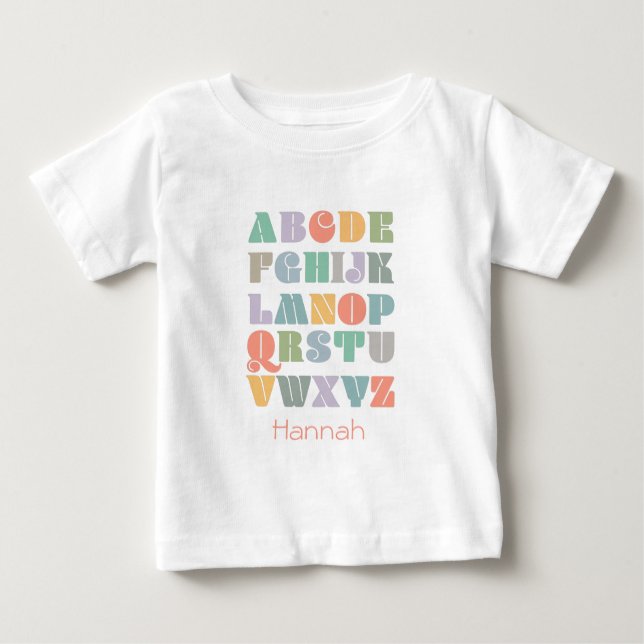 ABC Alphabet Personalisiert Name Mouse Pad Baby T-shirt (Vorderseite)