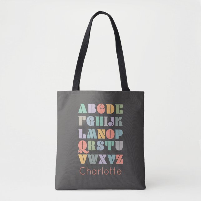 ABC Alphabet Personalisiert Name Tote Bag (Vorderseite)