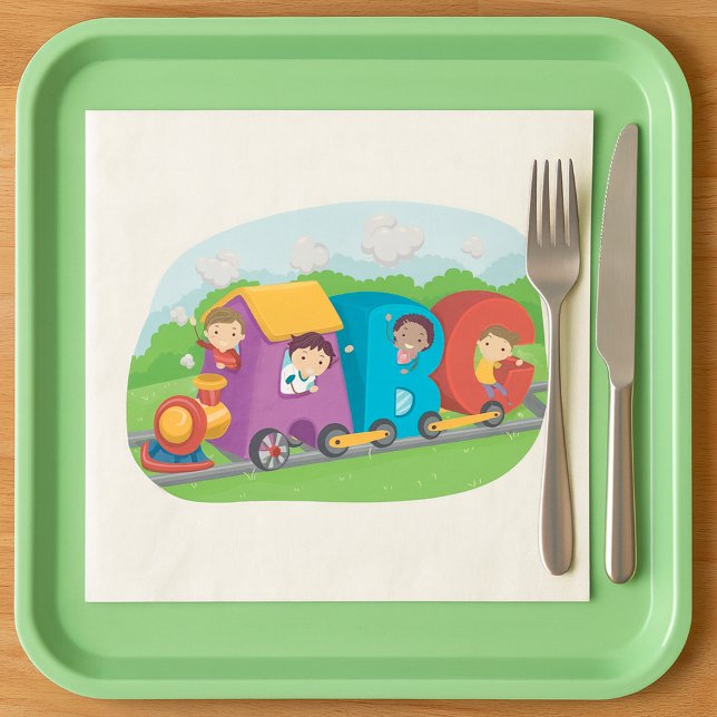 ABC Alphabet Zug mit Kindern Spaß Bildung Serviette (Von Creator hochgeladen)