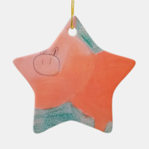 #ABC Art by Children, Pink Orange Pig Keramik Ornament