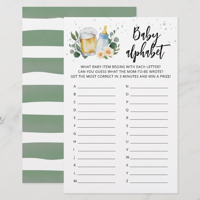 ABC Baby Alphabet Game Greenery Baby brütet (Vorne/Hinten)