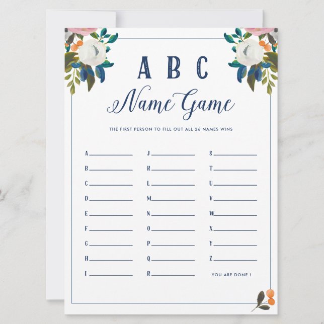 ABC Baby Name Showspiel Einladung (Vorderseite)