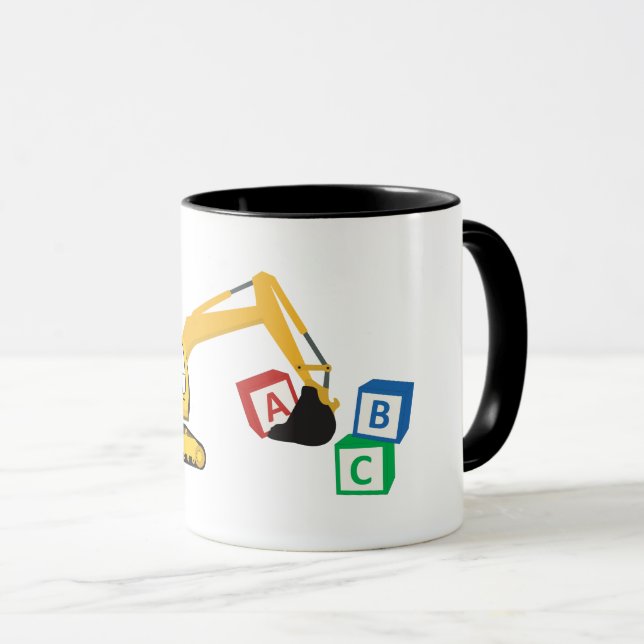 ABC Baggerbauwagen Tasse (VorderseiteRechts)