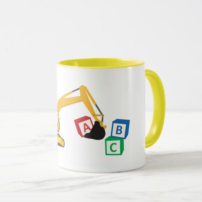 ABC Baggerbauwagen Tasse (VorderseiteRechts)