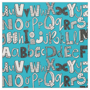 ABC blau Stoff