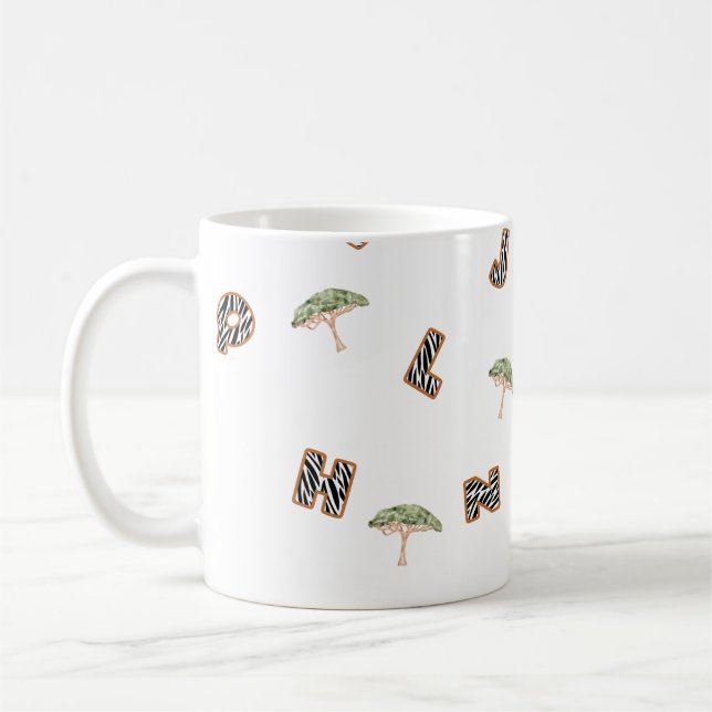 abc Brief zebra safari Wildzofenbaumschulkinder Kaffeetasse (Links)