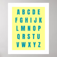 ABC Chart, A to Z Poster, Kinderzimmer Room Art